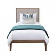 Calla Bed - 3ft Single - Beige and Walnut - Fabric and Dark Wood