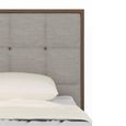 Calla Bed - 3ft Single - Beige and Walnut - Fabric and Dark Wood