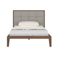 Calla Bed - 4ft 6in Double - Beige and Walnut - Fabric and Dark Wood