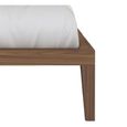 Calla Bed - 4ft 6in Double - Beige and Walnut - Fabric and Dark Wood