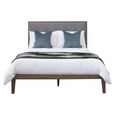 Calla Bed - 4ft 6in Double - Grey and Walnut - Fabric and Dark Wood