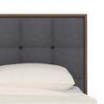 Calla Bed - 4ft 6in Double - Grey and Walnut - Fabric and Dark Wood