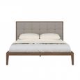 Calla Bed - 5ft King Size - Beige and Walnut - Fabric and Dark Wood