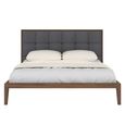 Calla Bed - 5ft King Size - Grey and Walnut - Fabric and Dark Wood