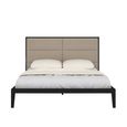 Orchid Bed - 4ft 6in Double - Wenge Black and Beige - Fabric and Wood