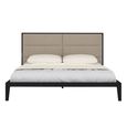 Orchid Bed - 5ft King Size - Wenge Black and Beige - Fabric and Wood