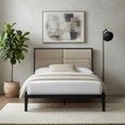 Orchid Bed - 4ft 6in Double - Wenge Black and Beige - Fabric and Wood