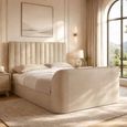 Alana Side Lift Ottoman TV Bed - Cream Velvet - Fabric - Sizes Available