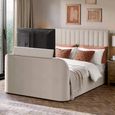 Alana Side Lift Ottoman TV Bed - Cream Velvet - Fabric - Sizes Available