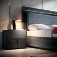 Onyx Italian Fluted Bed - with Fabric Headboard - Charcoal Black and MedBlue - Sizes Available