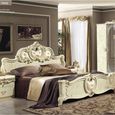 Barocco Bed - 6ft Queen Size - Ivory - Leather