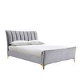 Clover Bed - Grey Velvet Fabric - Sizes Available