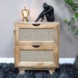 Mango Wood and Rattan 2 Drawer Bedside Cabinet thumbnail 4