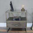 Grey Metal and Glass 1 Drawer Bedside Cabinet thumbnail 4