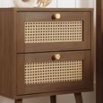 Croxley Bedside Cabinet - 2 Drawer - Walnut and Rattan