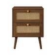 Croxley Bedside Cabinet - 2 Drawer - Walnut and Rattan