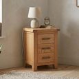 Clearance - Hampshire Oak Bedside Cabinet - 3 Drawer - FSS16992