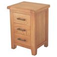 Clearance - Hampshire Oak Bedside Cabinet - 3 Drawer - FSS16992