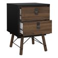 Clearance - Ry Bedside Cabinet - 2 Drawer - Matt Black Walnut - A521