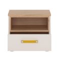 4Kids Bedside Cabinet - 1 Drawer - Orange Handle - White and Oak