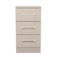 York Bedside Cabinet - 3 Drawer - Cashmere