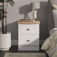 Sussex Bedside Cabinet - 2 Drawer - White and Oak