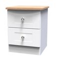 Sussex Bedside Cabinet - 2 Drawer - White and Oak
