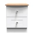 Sussex Bedside Cabinet - 2 Drawer - White and Oak