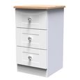 Sussex Bedside Cabinet - 3 Drawer - White and Oak