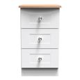 Sussex Bedside Cabinet - 3 Drawer - White and Oak