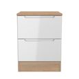 Milan Bedside Cabinet - 2 Drawer - White Gloss and Oak