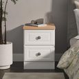 Norfolk Bedside Cabinet - 2 Drawer - White and Oak