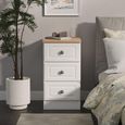 Norfolk Bedside Cabinet - 3 Drawer - White and Oak