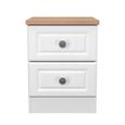 Norfolk Bedside Cabinet - 2 Drawer - White and Oak