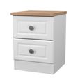 Norfolk Bedside Cabinet - 2 Drawer - White and Oak