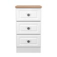 Norfolk Bedside Cabinet - 3 Drawer - White and Oak