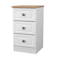 Norfolk Bedside Cabinet - 3 Drawer - White and Oak