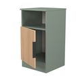 Java Fluted Bedside Cabinet - 1 Door - Natural and Reed Green