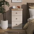 Sussex Bedside Cabinet - 3 Drawer - Cashmere and Oak