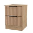 Java Fluted Bedside Cabinet - 2 Drawer - Natural and Nebraska