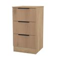 Java Fluted Bedside Cabinet - 3 Drawer - Natural and Nebraska