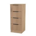 Java Fluted Bedside Cabinet - 4 Drawer - Natural and Nebraska