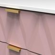 Diamond Bedside Cabinet - 2 Drawer - with Gold Hairpin Legs - Pink and White