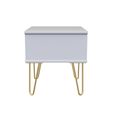 Diamond Bedside Table - 1 Drawer - with Gold Hairpin Legs - Pink and White