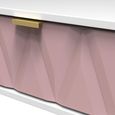 Diamond Bedside Table - 1 Drawer - with Gold Hairpin Legs - Pink and White