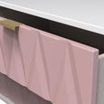 Diamond Midi Bedside Cabinet - 2 Drawer - with Gold Hairpin Legs - Pink and White