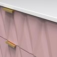 Diamond Midi Bedside Cabinet - 2 Drawer - with Gold Hairpin Legs - Pink and White