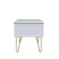 Diamond Midi Bedside Table - 1 Drawer - with Gold Hairpin Legs - Pink and White
