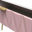 Diamond Midi Bedside Table - 1 Drawer - with Gold Hairpin Legs - Pink and White
