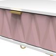 Diamond Midi Bedside Table - 1 Drawer - with Gold Hairpin Legs - Pink and White